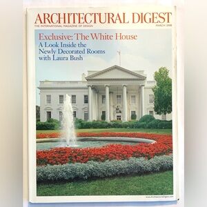 March 2008 Architectural Digest White House w/ Laura Bush President George Bush